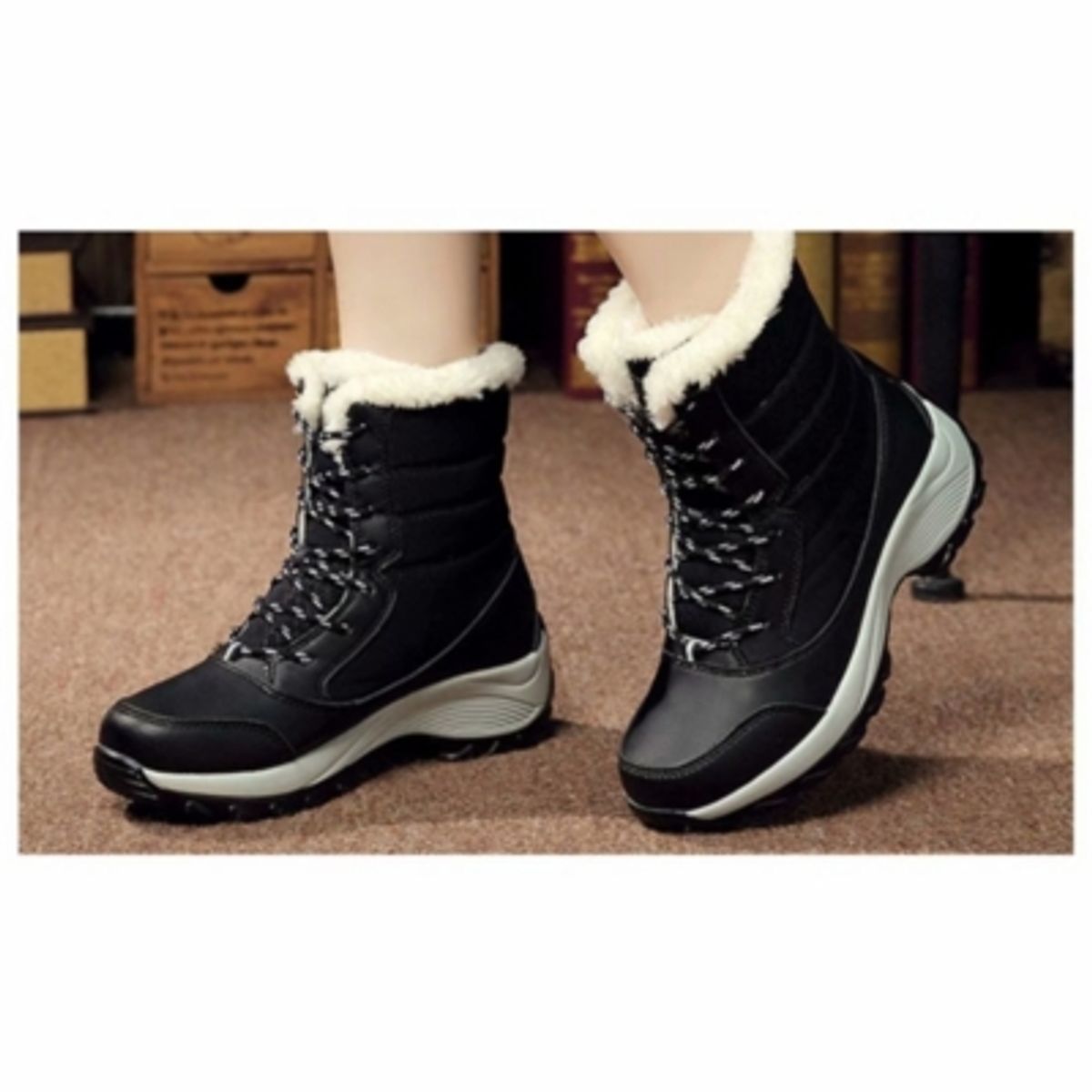 TIOZONEY - Botas de nieve de invierno impermeable para mujeres - Negro