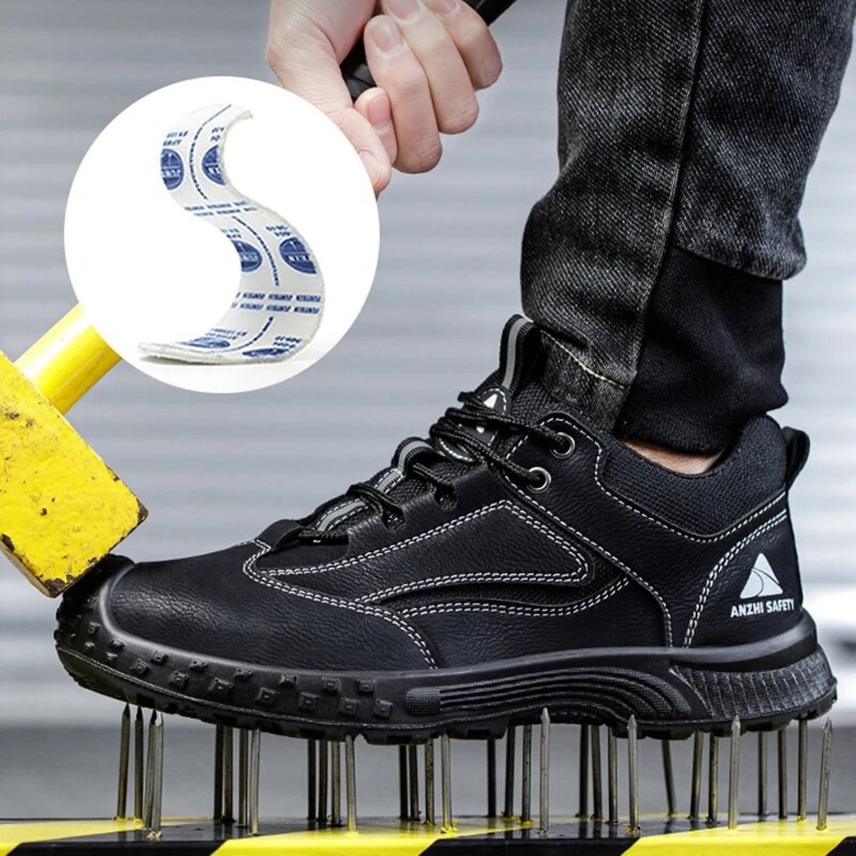 TIOZONEY - Zapatos de seguridad antigolpes para hombre