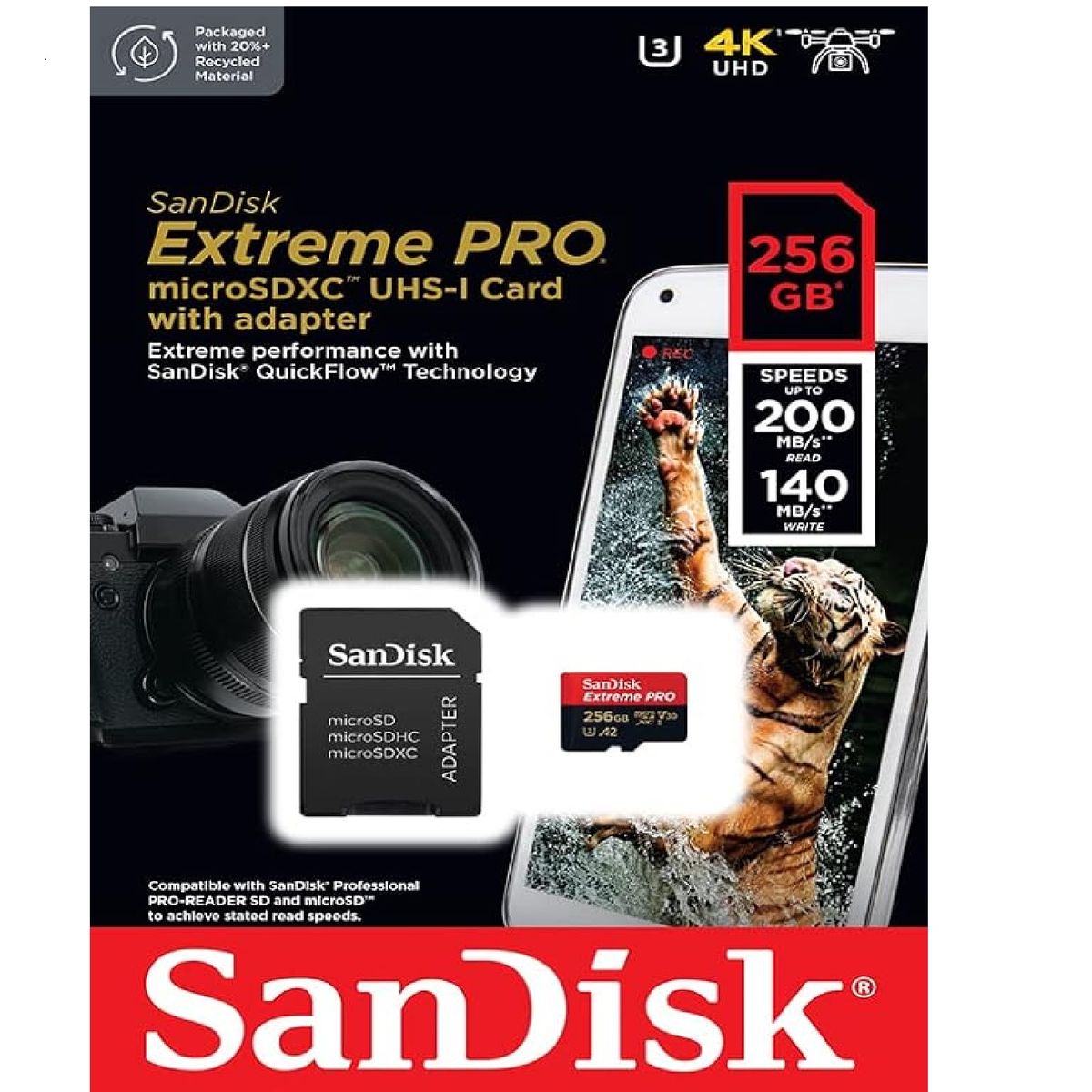 SANDISK - Tarjeta de memoria micro SD Sandisk extreme pro 256 GB