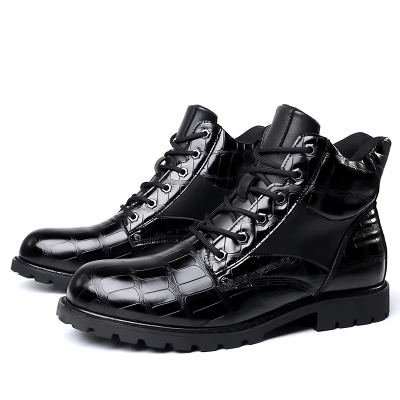 TIOZONEY - Botas  piel de cocodrilo para hombre