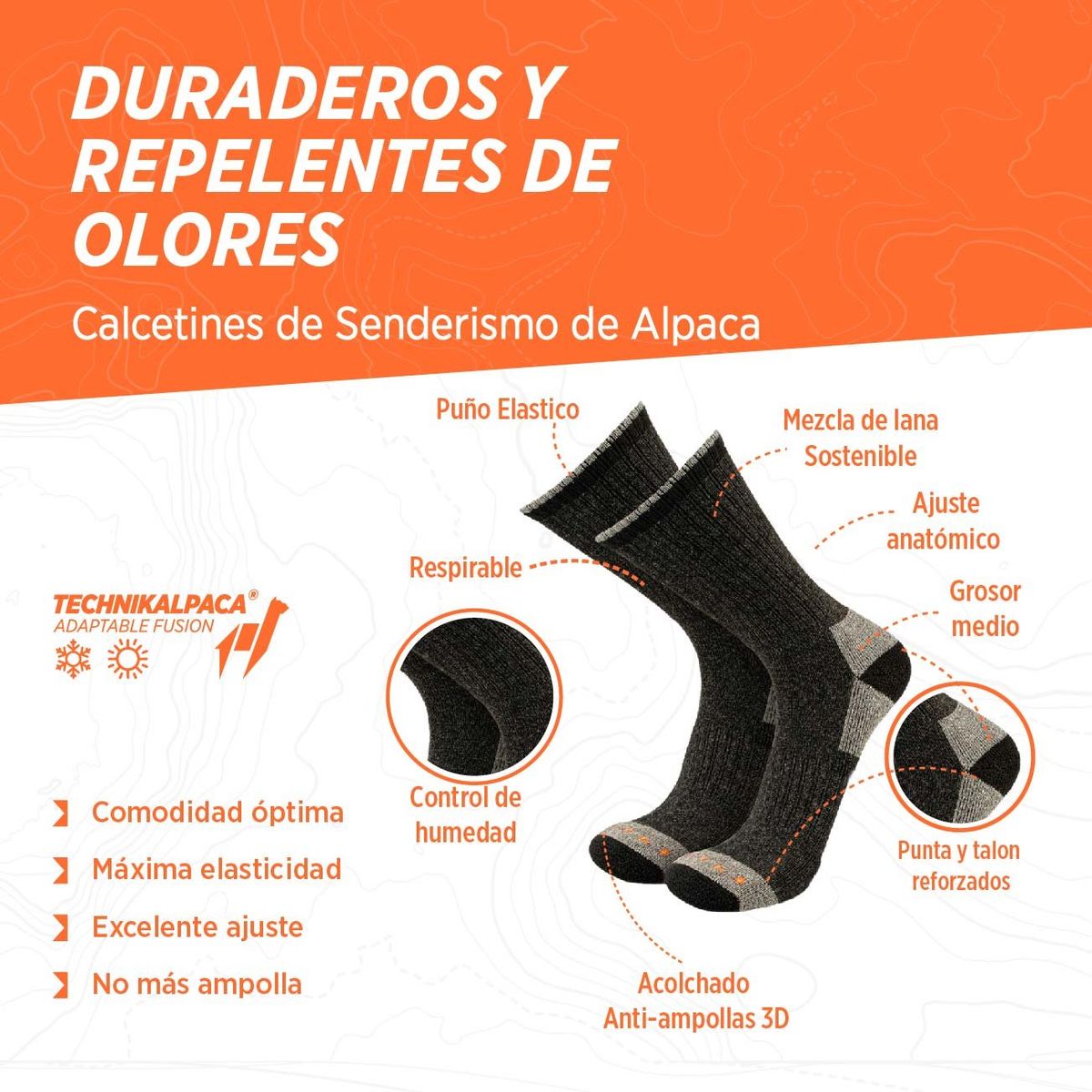 SILVERA NANOTECH - Medias térmicas trekking caminatas montañismo outdoor merino alpaca