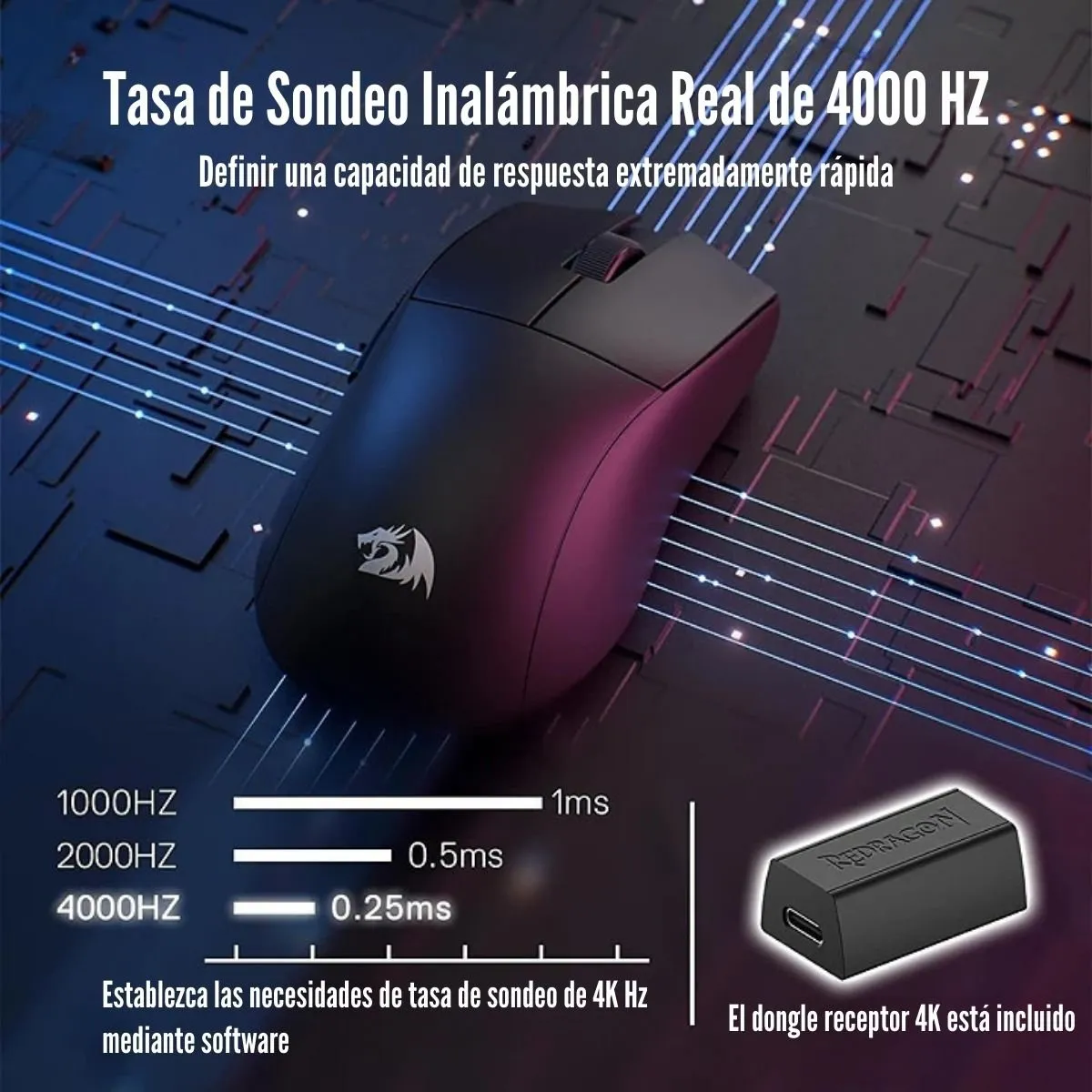 REDRAGON - Redragon - Mouse K1NG Pro 4K HZ M916 Wireless - Negro