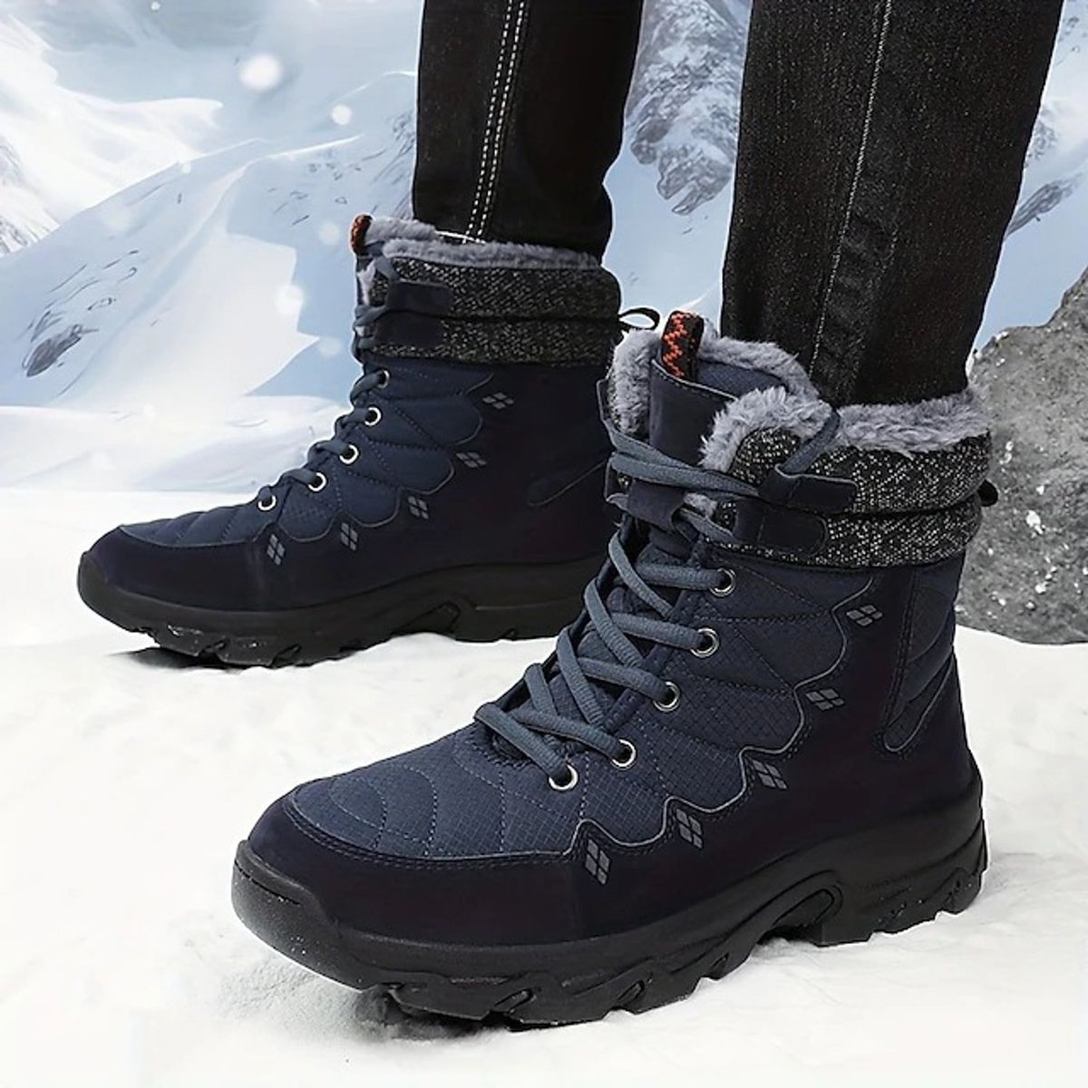 TIOZONEY - Botas de nieve con suela gruesa para hombre