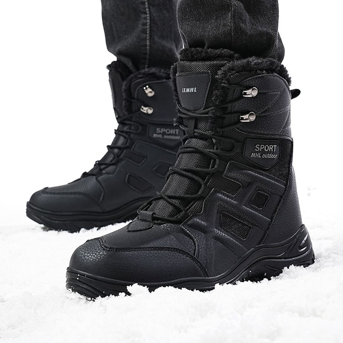 TIOZONEY - Botas de nieve para hombre con suela gruesa