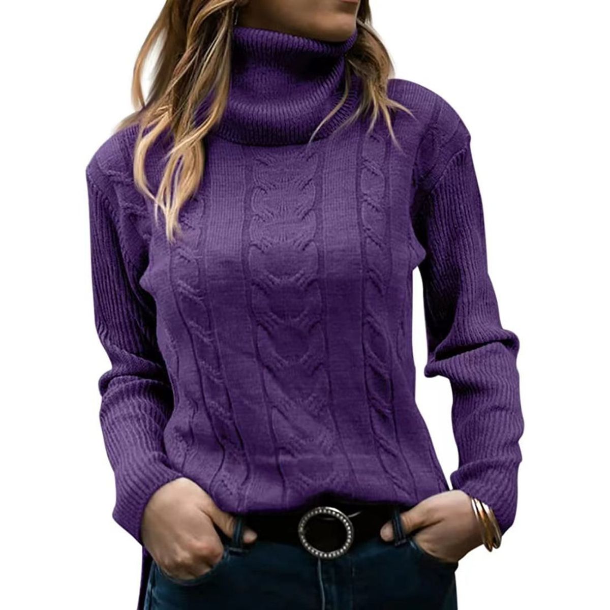TIOZONEY - Sweater Cuello de Cuello Alto Mujer
