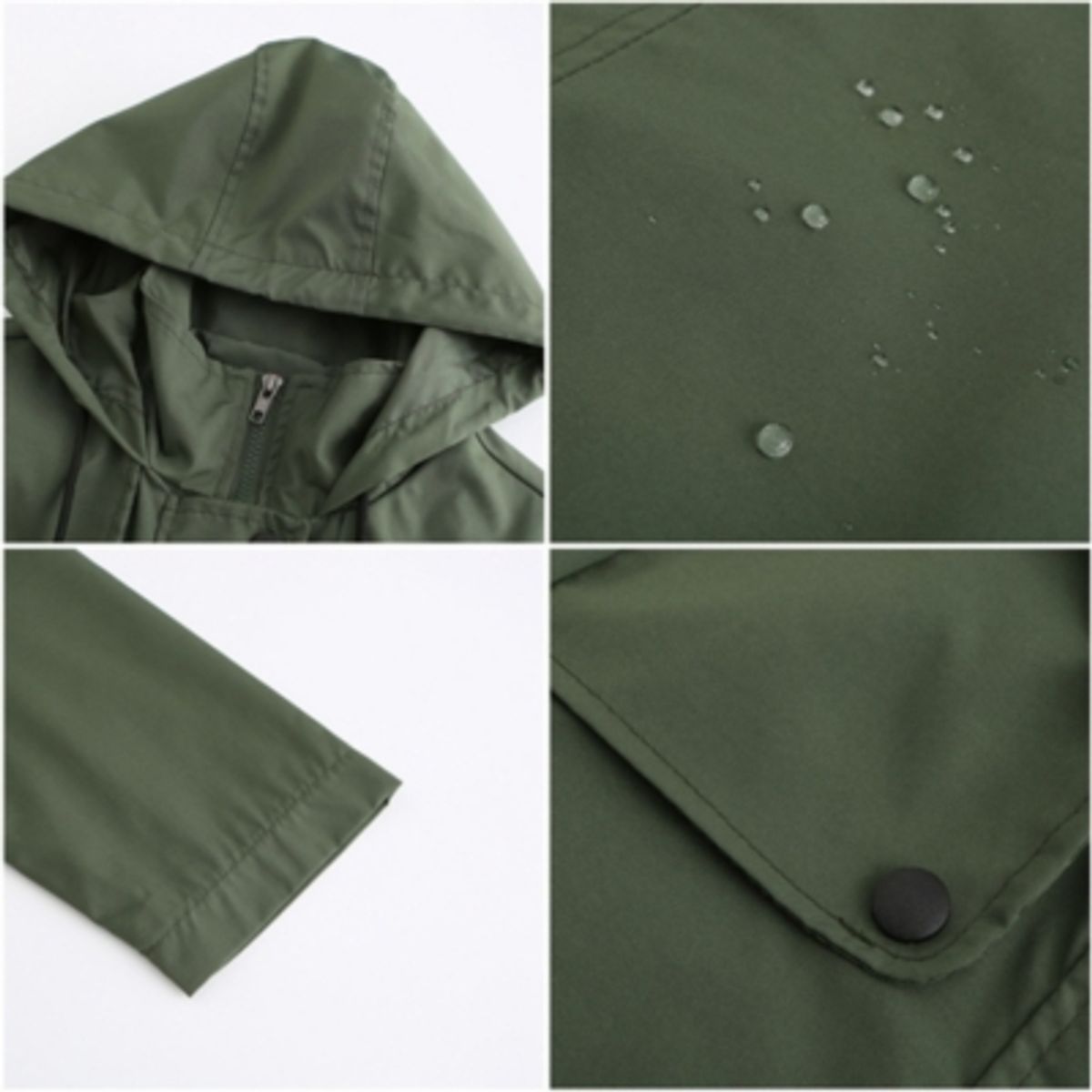 TIOZONEY - Chaqueta impermeable con gorro para mujer - Verde