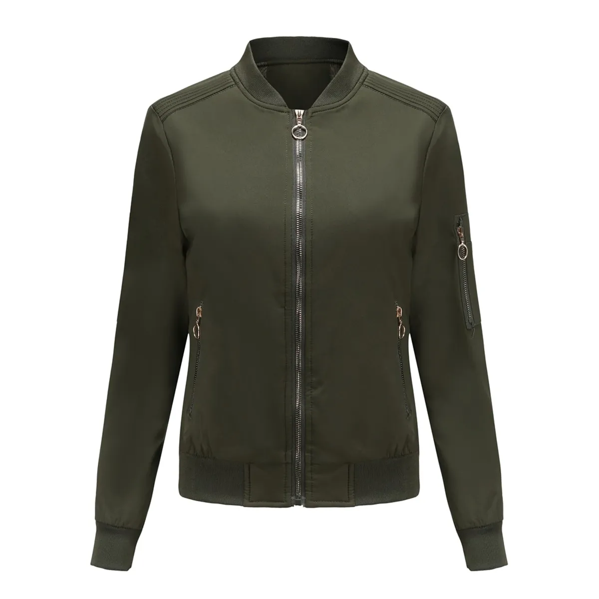 TIOZONEY - Chaqueta Mujer Casual Delgada con cierre - Verde