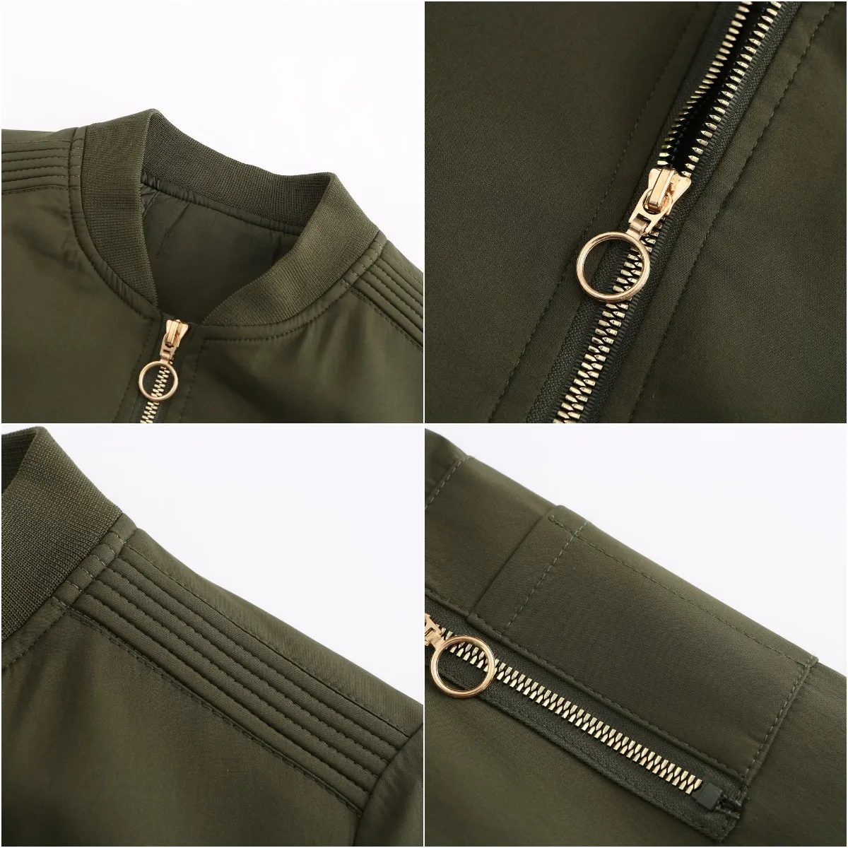 TIOZONEY - Chaqueta Mujer Casual Delgada con cierre - Verde