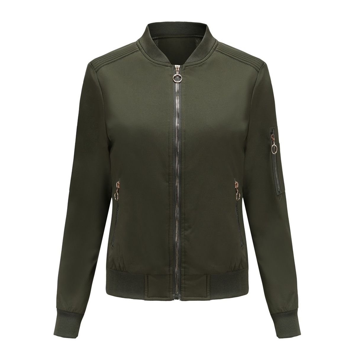 TIOZONEY - Chaqueta Mujer Casual Delgada con cierre - Verde