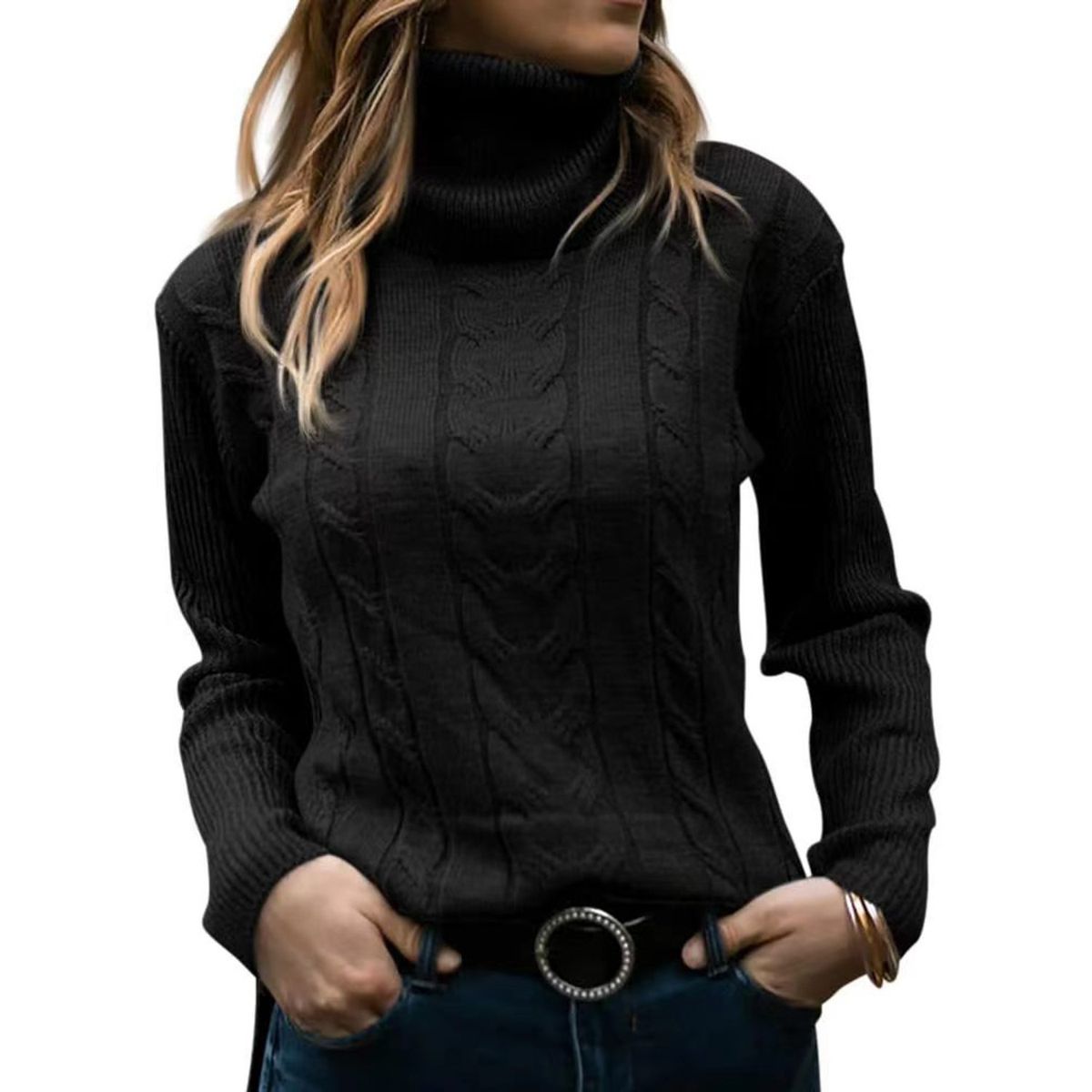 TIOZONEY - Sweater Cuello de Cuello Alto Mujer
