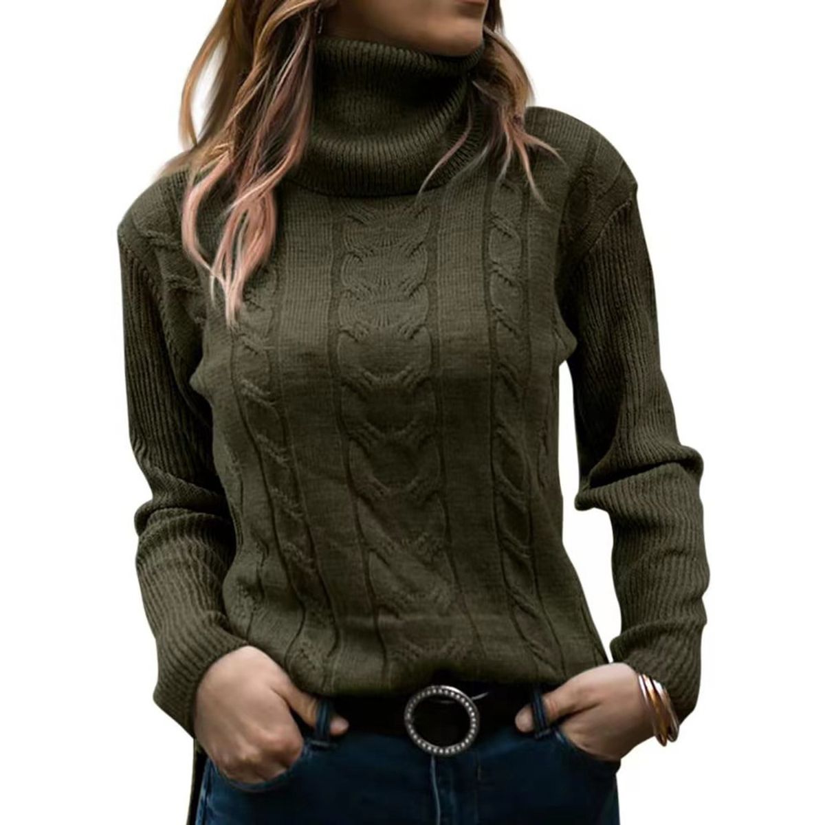 TIOZONEY - Sweater Cuello de Cuello Alto Mujer