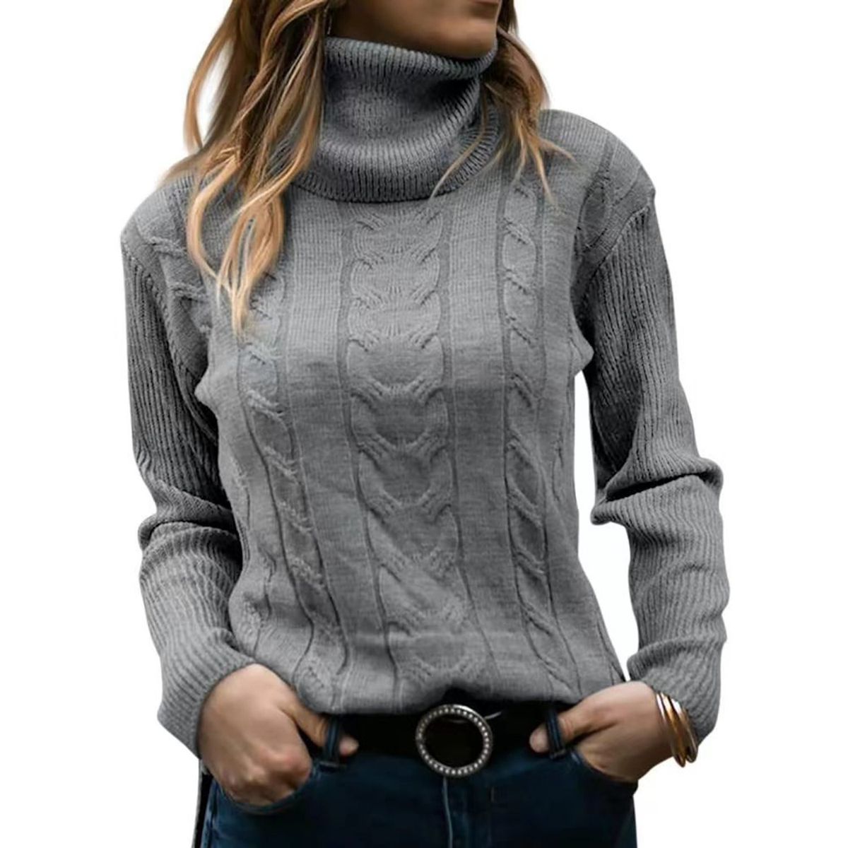 TIOZONEY - Sweater Cuello de Cuello Alto Mujer