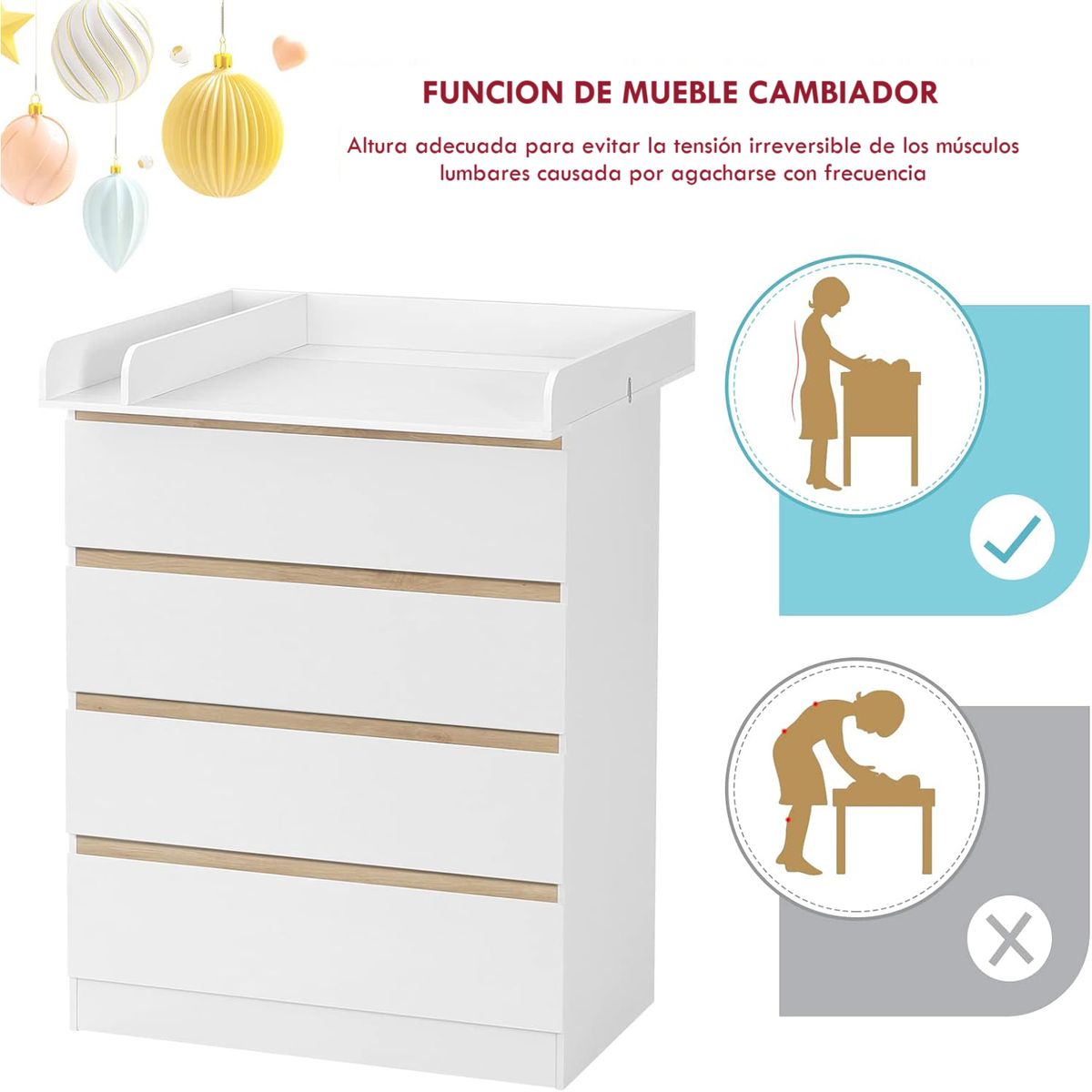 DIBA MUEBLES - Cómoda Cambiador 4Cj Infantil Waky DIBA Muebles