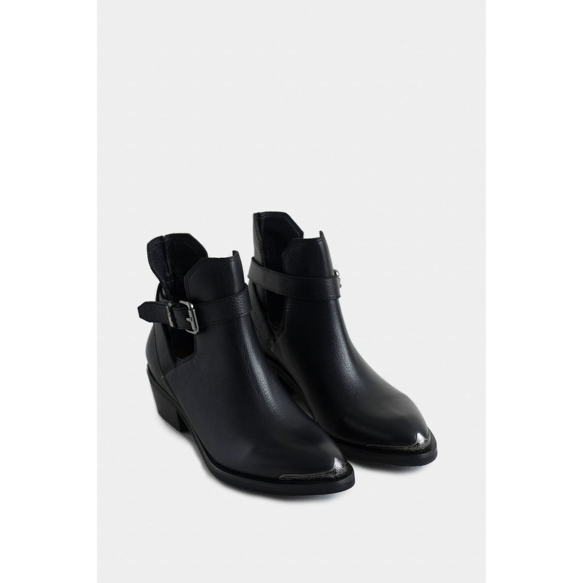 VELEZ - Vélez Botines Tacón Campina 2.0 Cuero Mujer Cut Out Negro