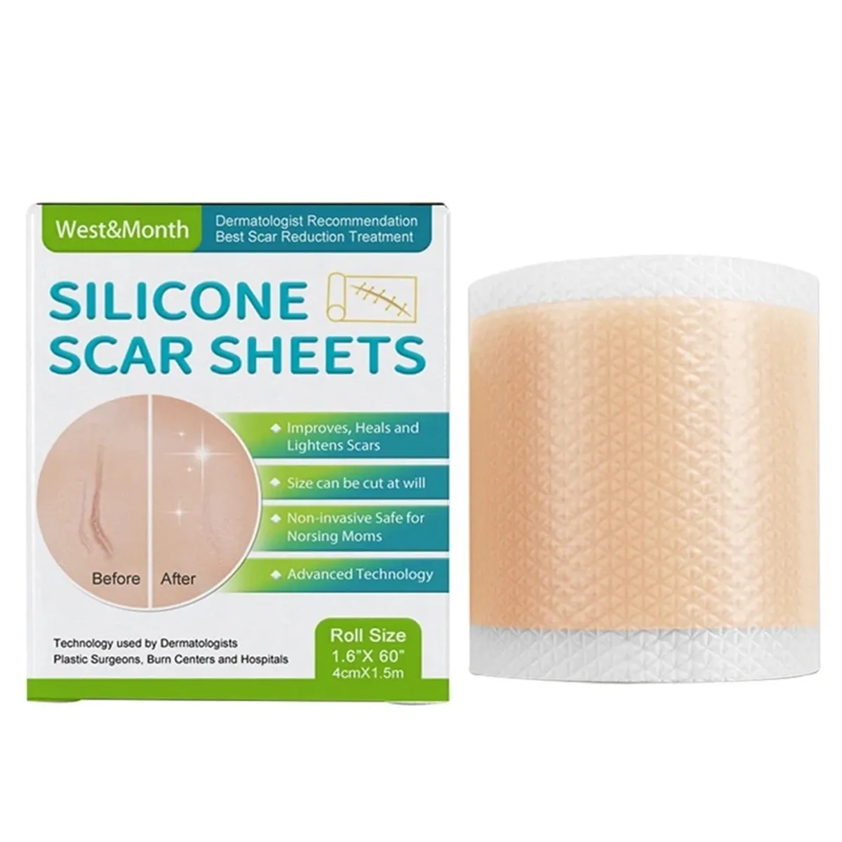 GENERICO - Parches Gel De Silicona Médica Reusables Cicatrices Cirugia