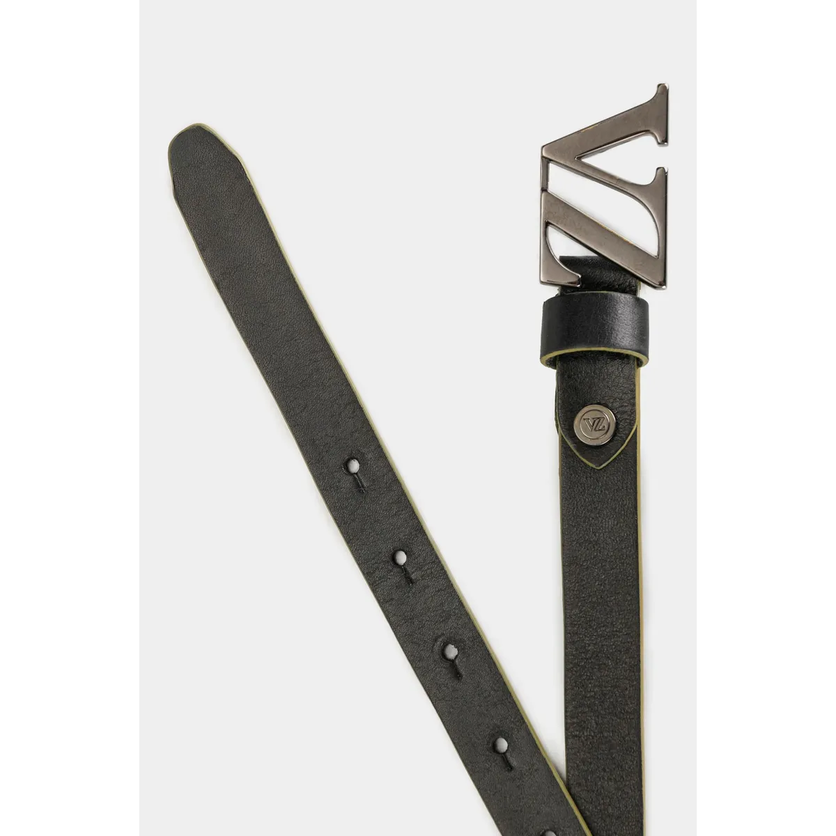 VELEZ - Vélez Cinturón Unifaz Monograma Cuero Mujer Chapa VZ Negro