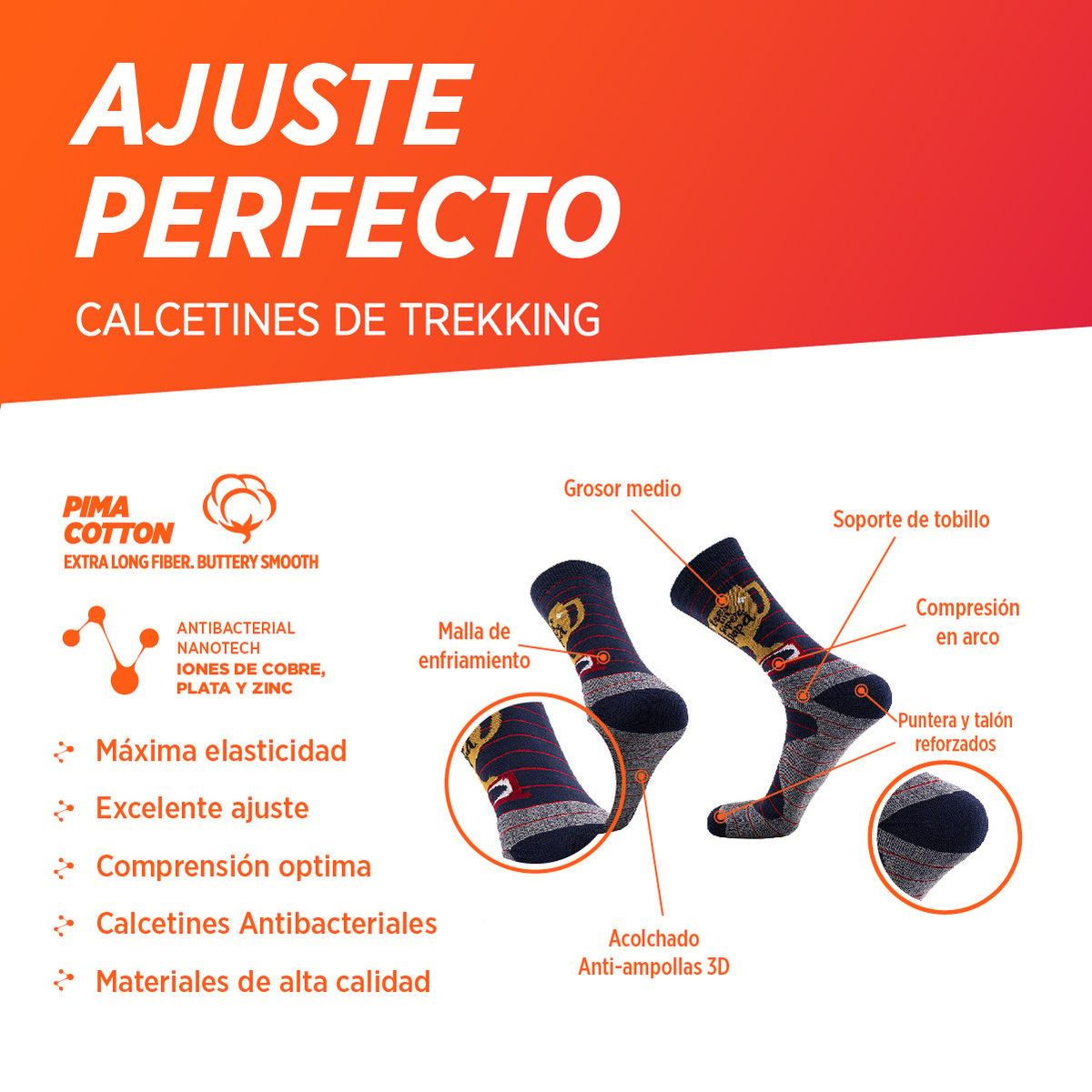 SILVERA NANOTECH - Medias de algodón Día del padre Antibacterial - 2 Pack.-