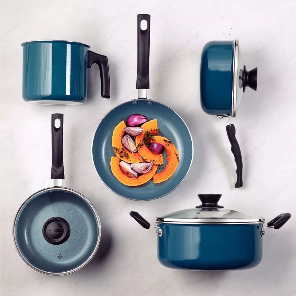 TRAMONTINA - Juego de Ollas Evora Ceramic 5 Piezas Turquesa Tramontina