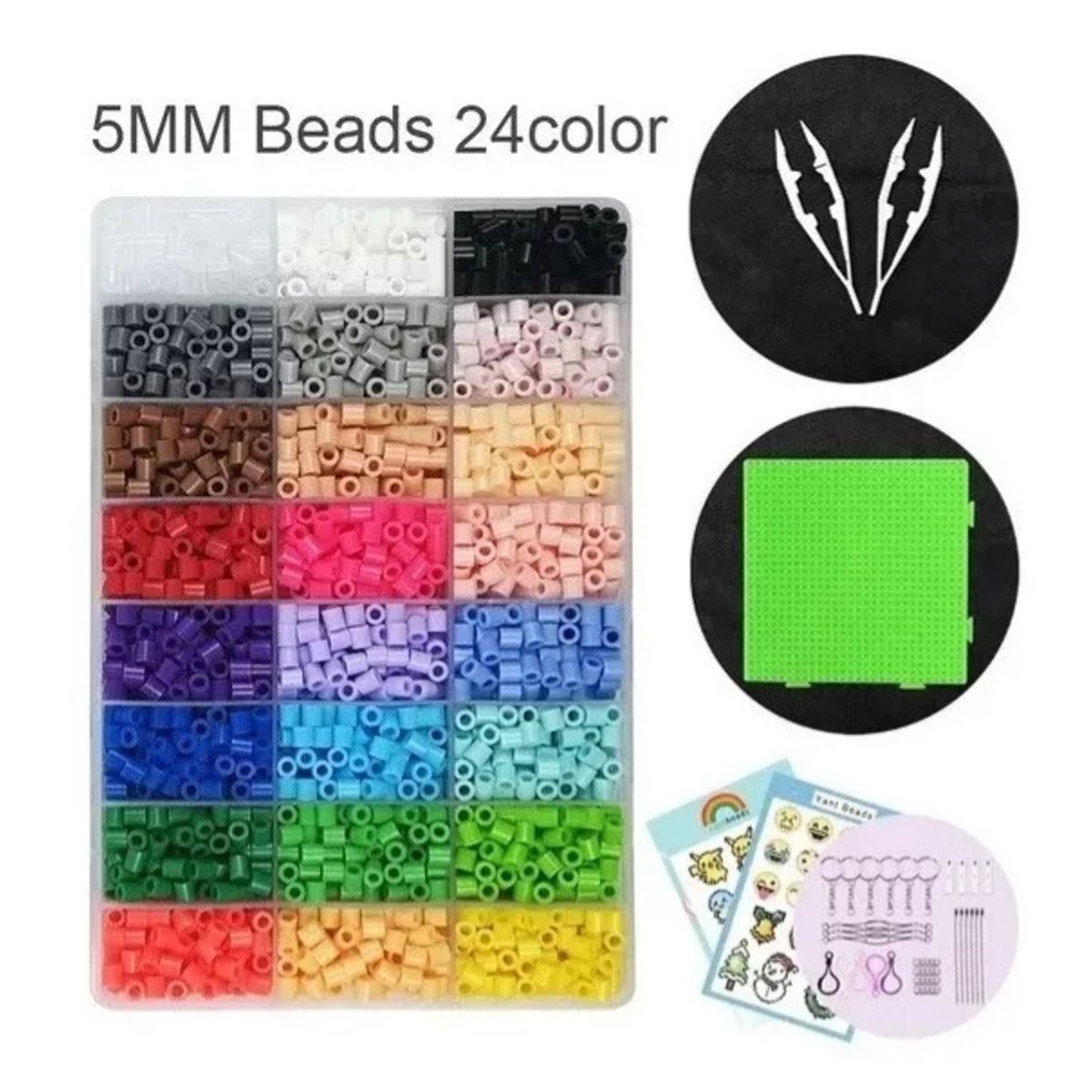 TIOZONEY - Hama Perler 4300 Beads 5mm 24 Color Diseña Fabrica Juguetes