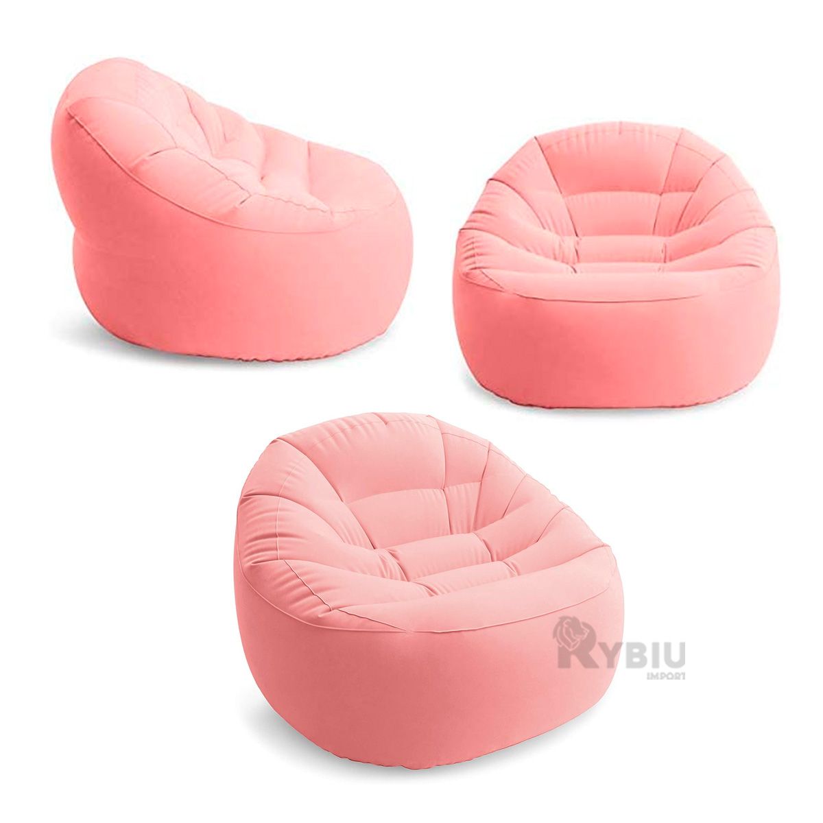 GENERICO - Puff de Maxima Comodidad en Color Rosado Y+Stickers