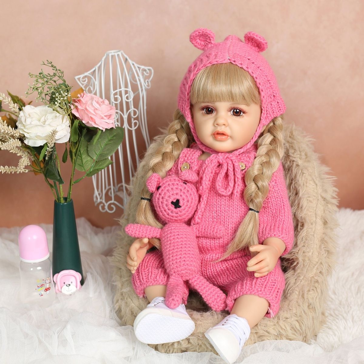 TIOZONEY - Muñeca bebe reborn vinilo de silicona juguetes para 55cm