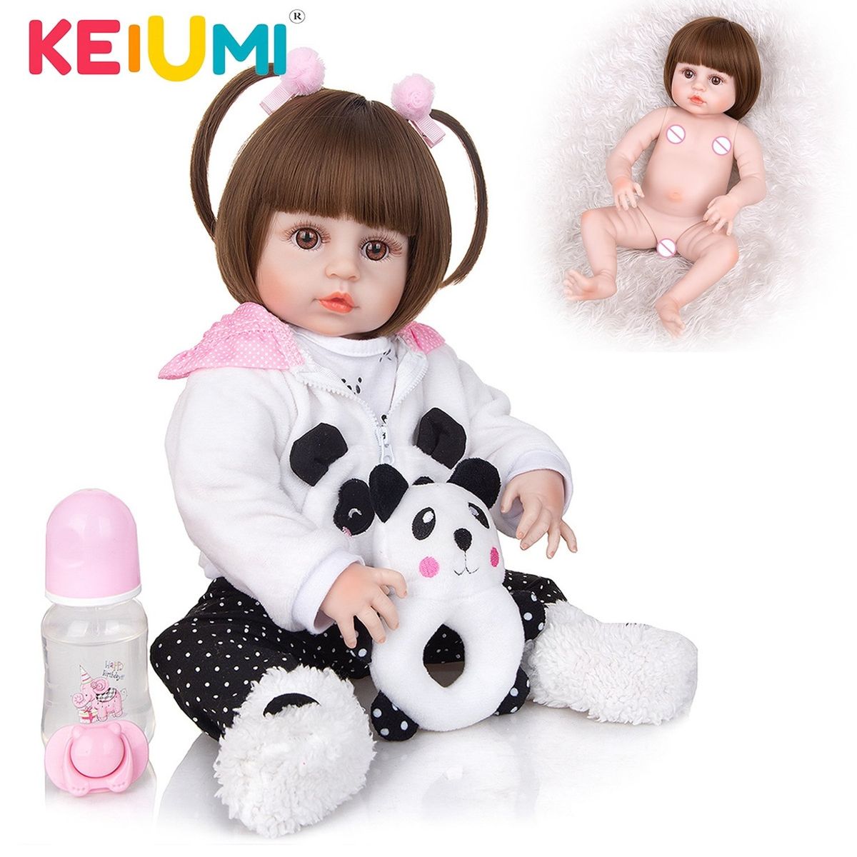 TIOZONEY - Muñeca bebe reborn vinilo de silicona juguetes para 48cm