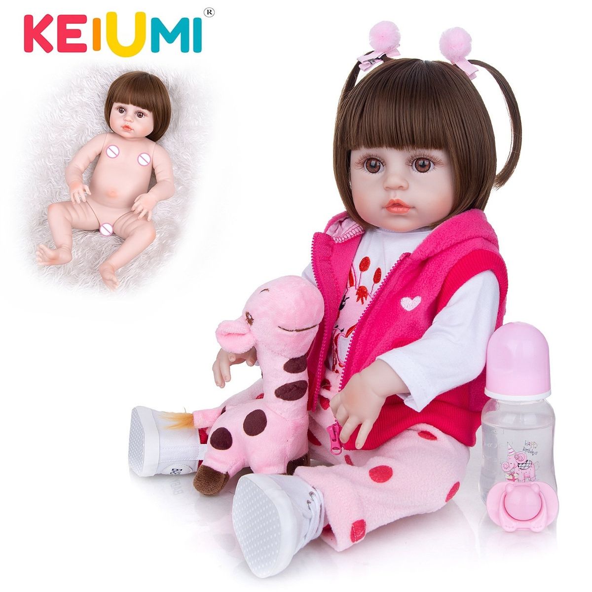 TIOZONEY - Muñeca bebe reborn vinilo de silicona juguetes para 48cm