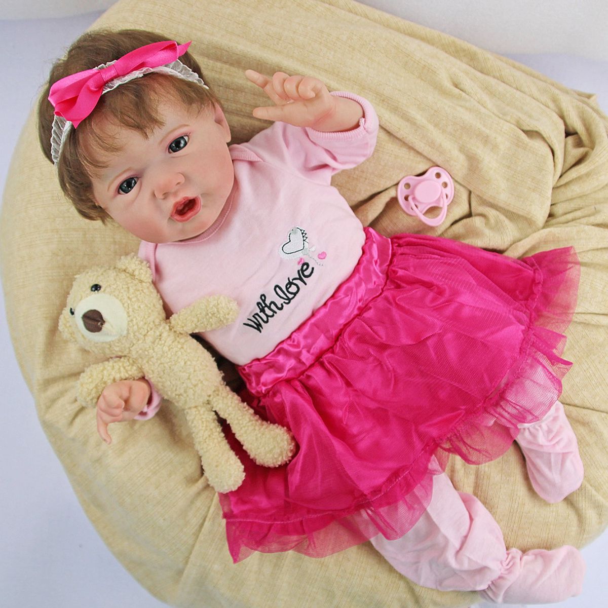 TIOZONEY - Muñeca bebe reborn vinilo de silicona juguetes para 55cm