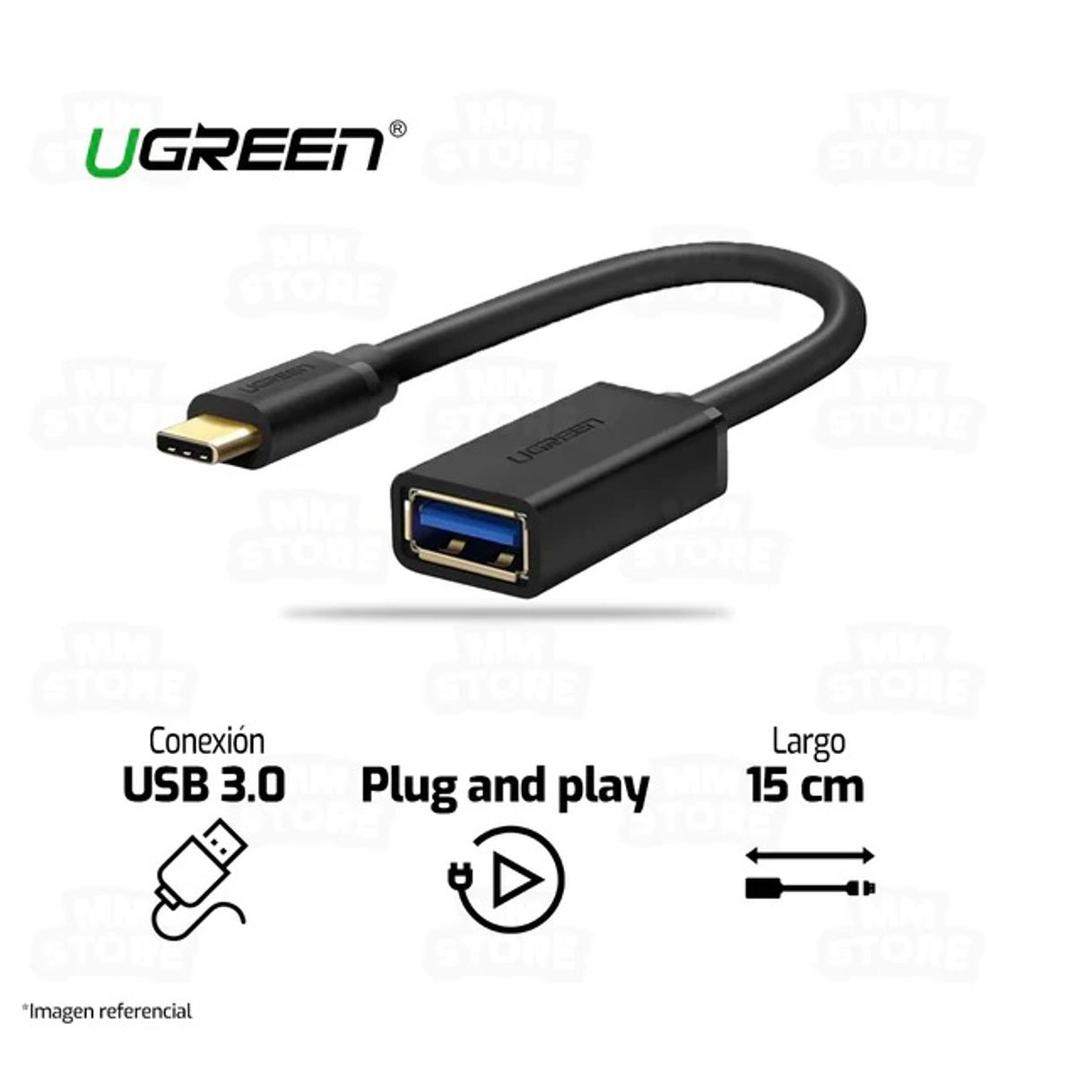 UGREEN - Adaptador UGREEN OTG USB-C a USB 3.0 hembra 15cm