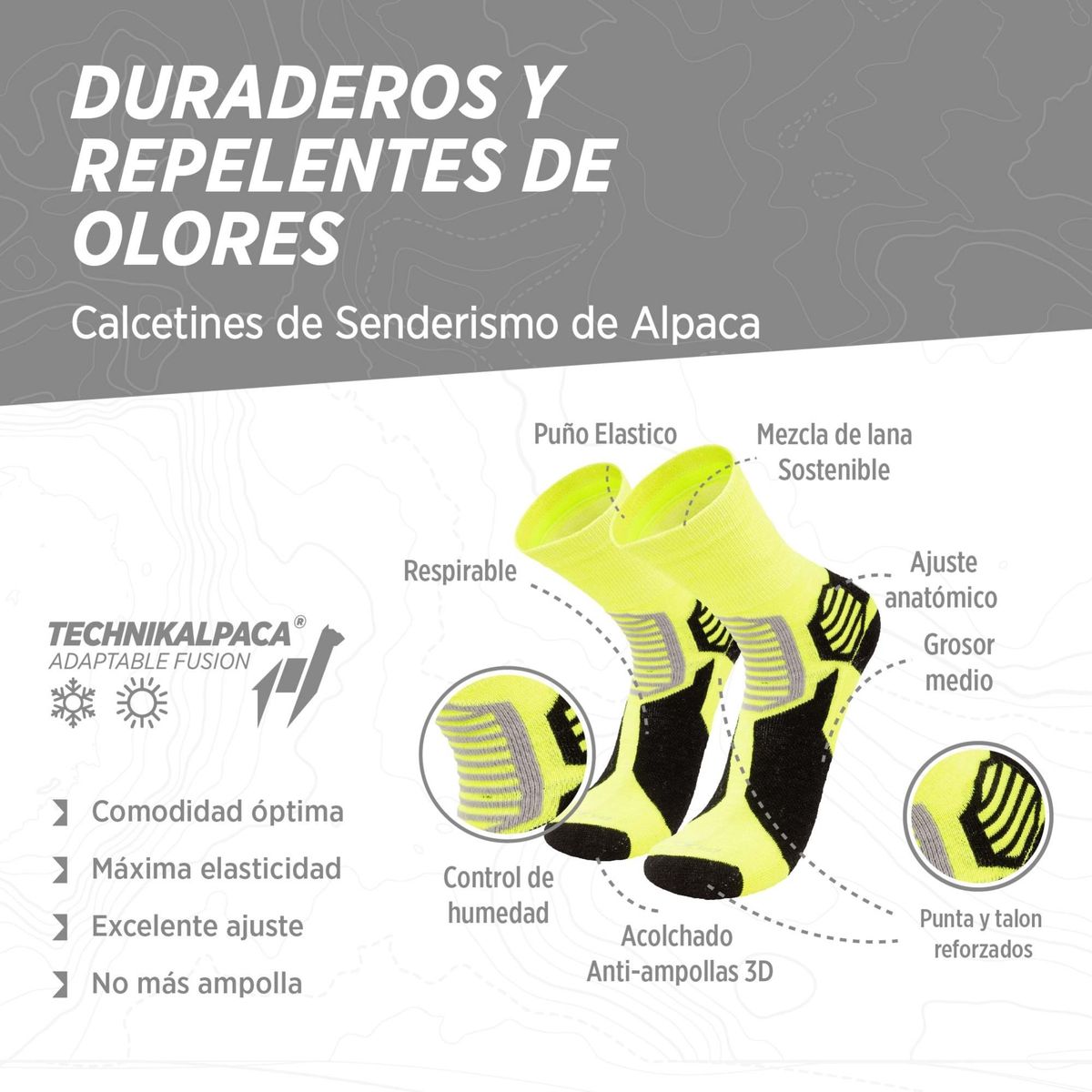 SILVERA NANOTECH - Medias trekking térmicas de merino alpaca caminatas ciclismo gym tenis