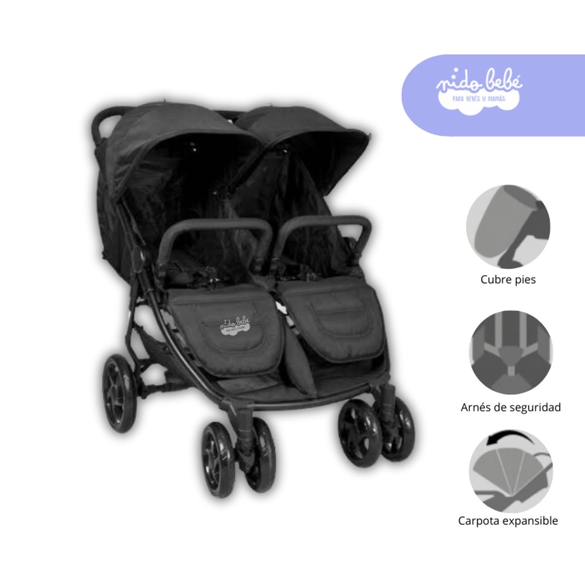 GENERICO - Coche Cuna Mellicero Pietro Color negro