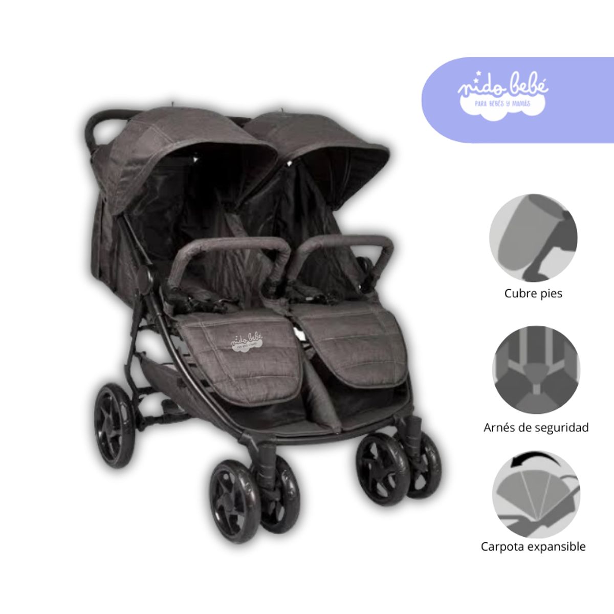 GENERICO - Coche Cuna Mellicero Pietro Color Plomo