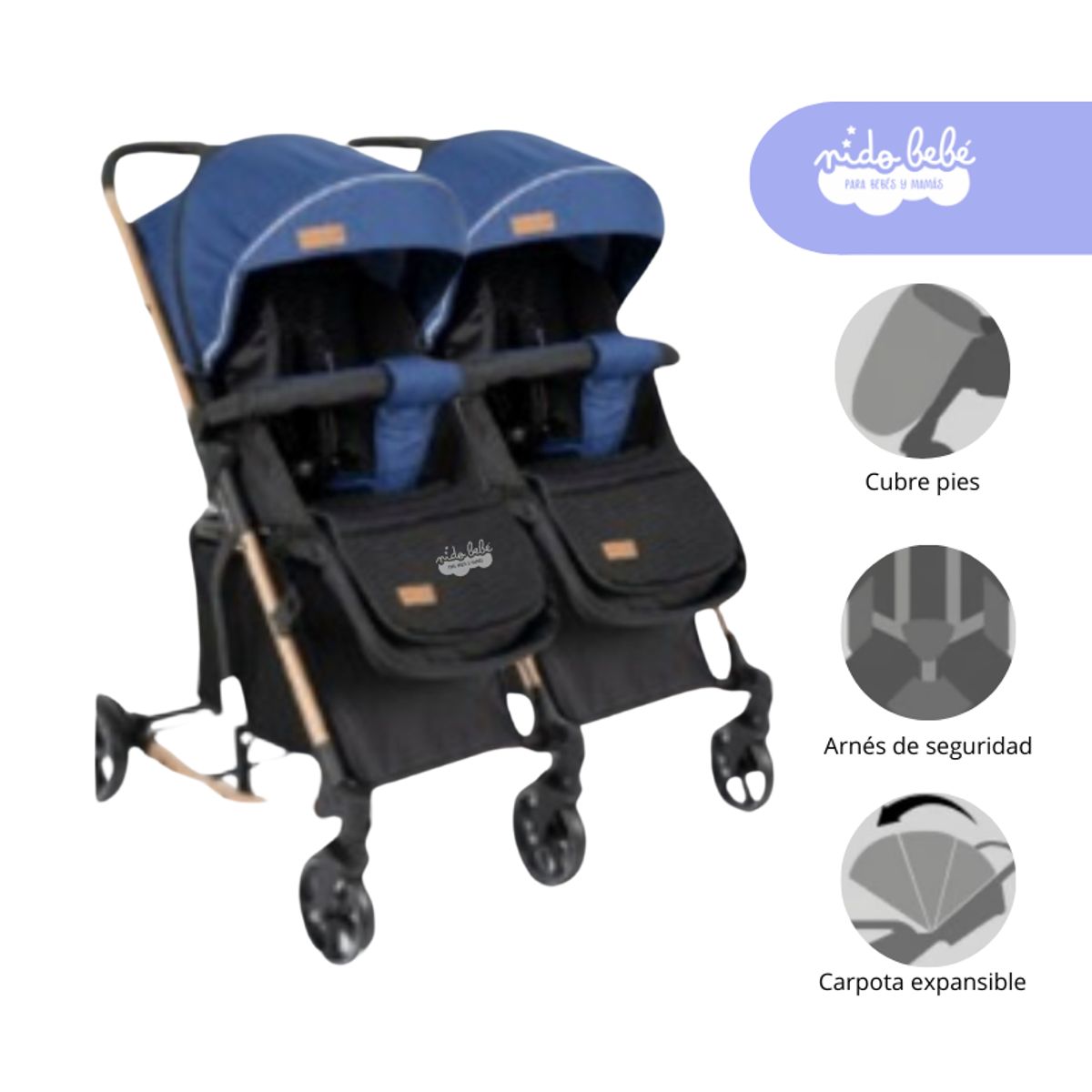 GENERICO - Coche Cuna Mellicero Mecedora Madrid Color Azul