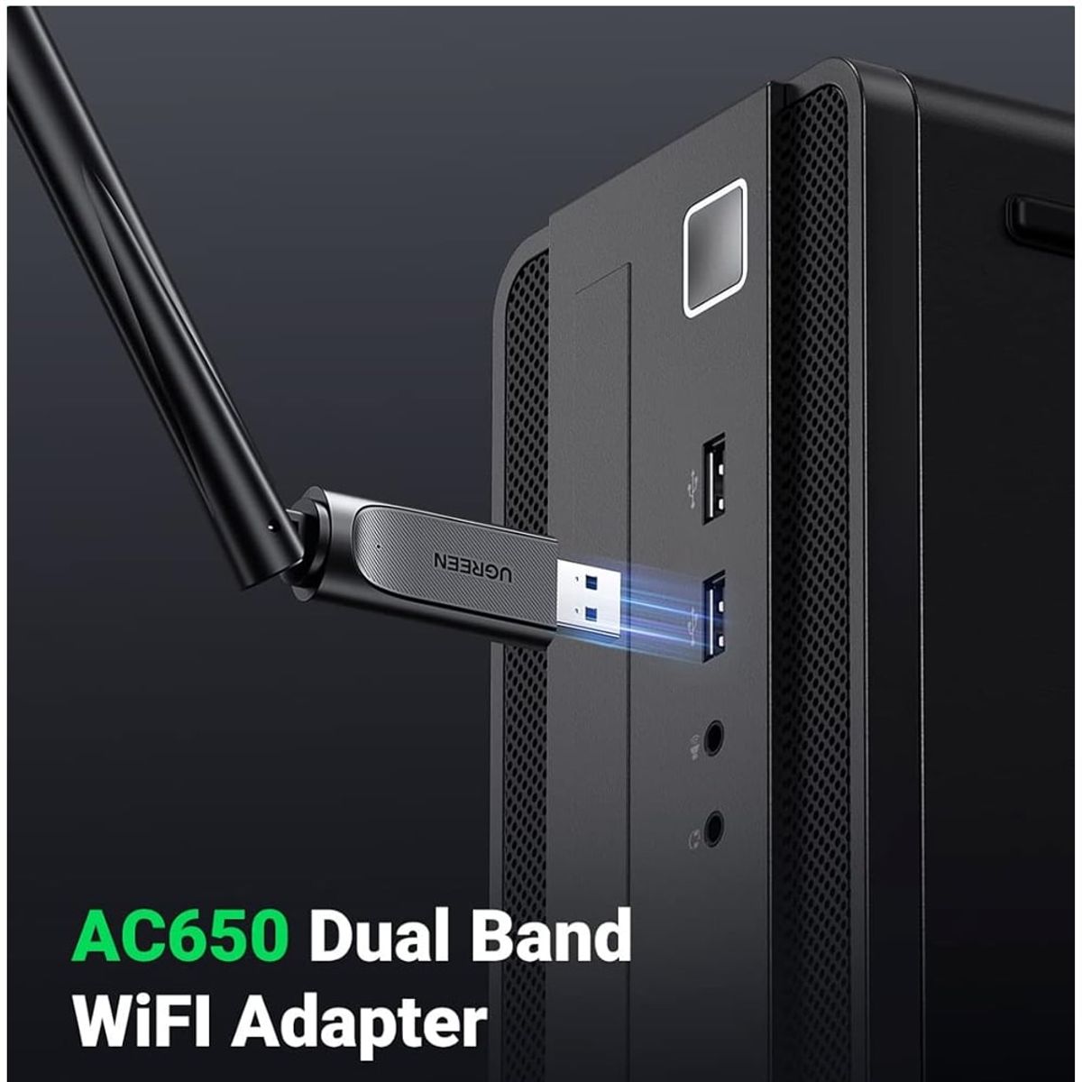 UGREEN - Adaptador Antena USB WIFI Inalámbrico UGREEN AC650 doble banda 6dBi