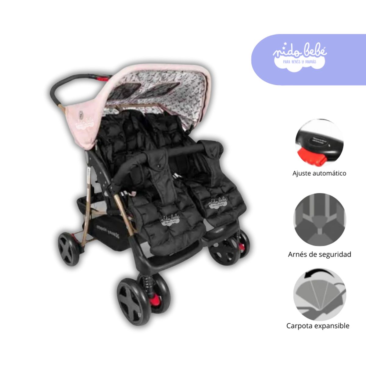 GENERICO - Coche Cuna Mellicero Lisboa Color Rosado