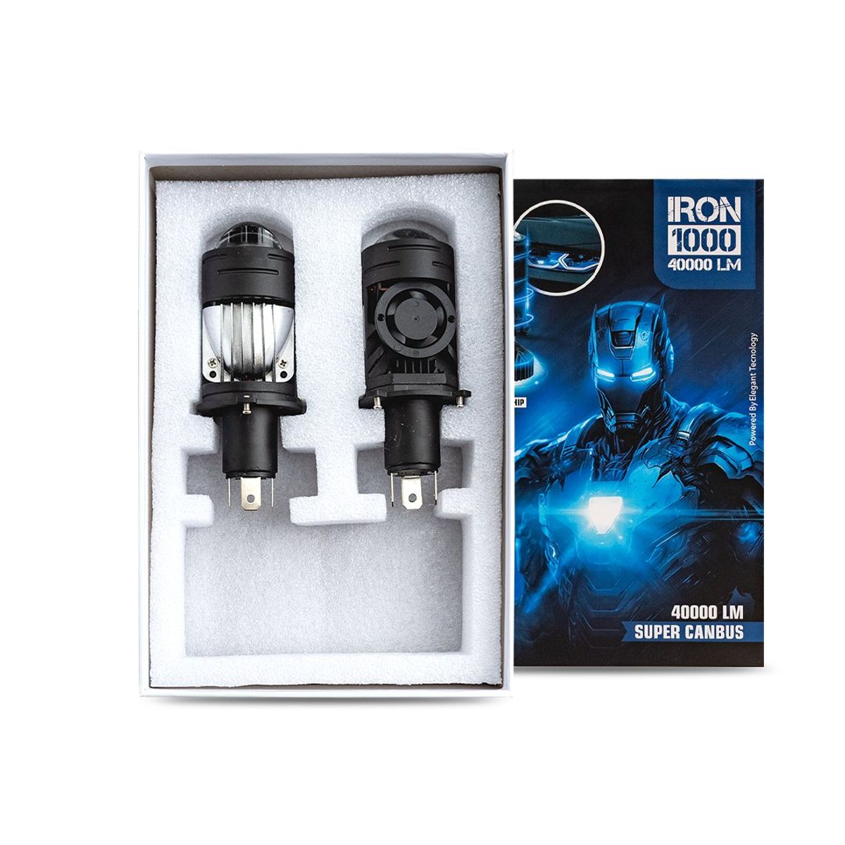 GENERICO - Kit Focos Led Iron1000 H4 40000lm Lupa Modelo Original