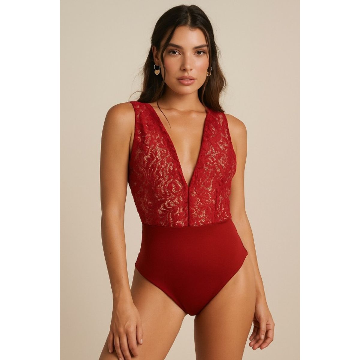 AMA OUTFITTERS - Body Lace de encaje rojo