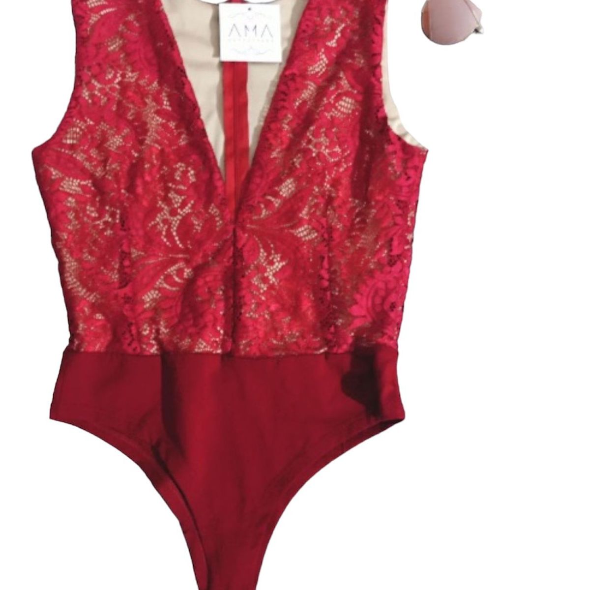 AMA OUTFITTERS - Body Lace de encaje rojo
