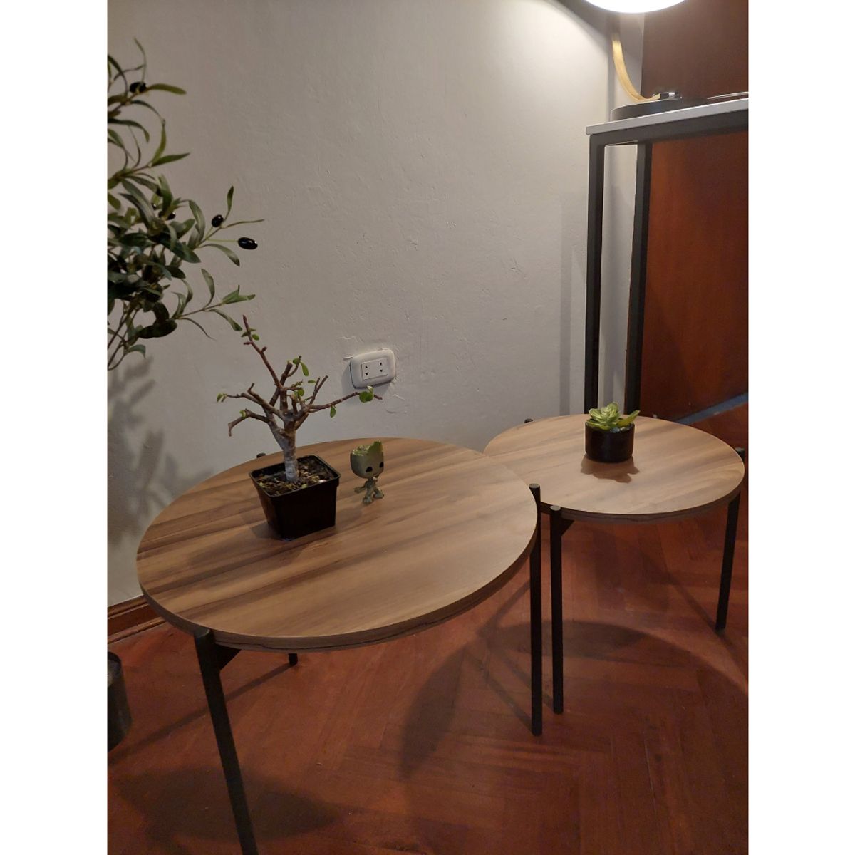 GENERICO - Mesas de centro estilo nido circular industrial nogal