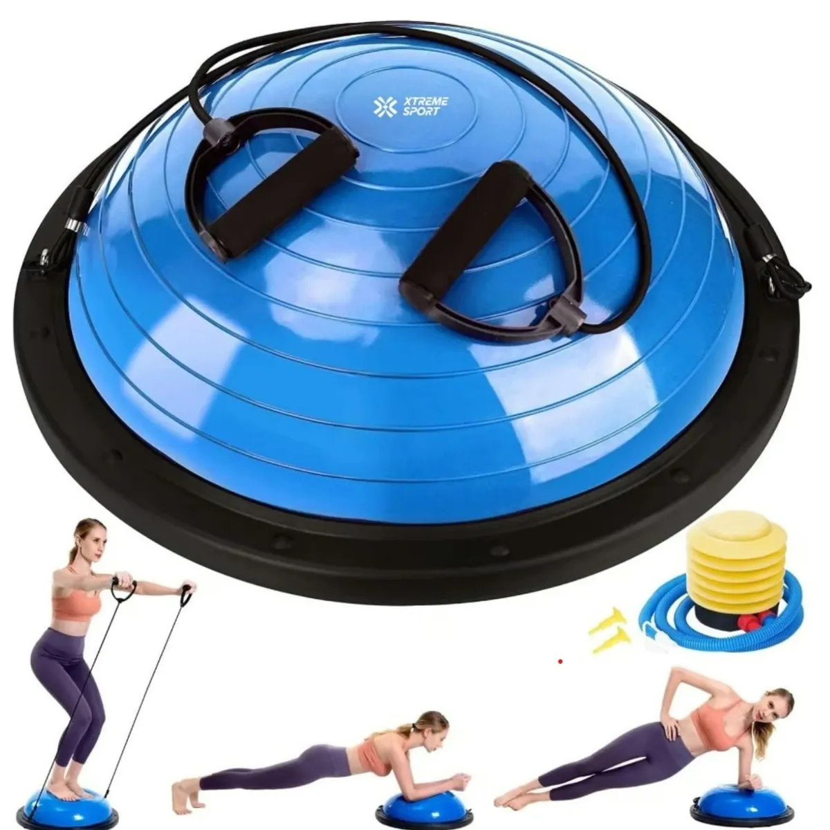 XTREME SPORT - Balon Bosu + Ligas soporte 150kg Pelota de Equilibrio