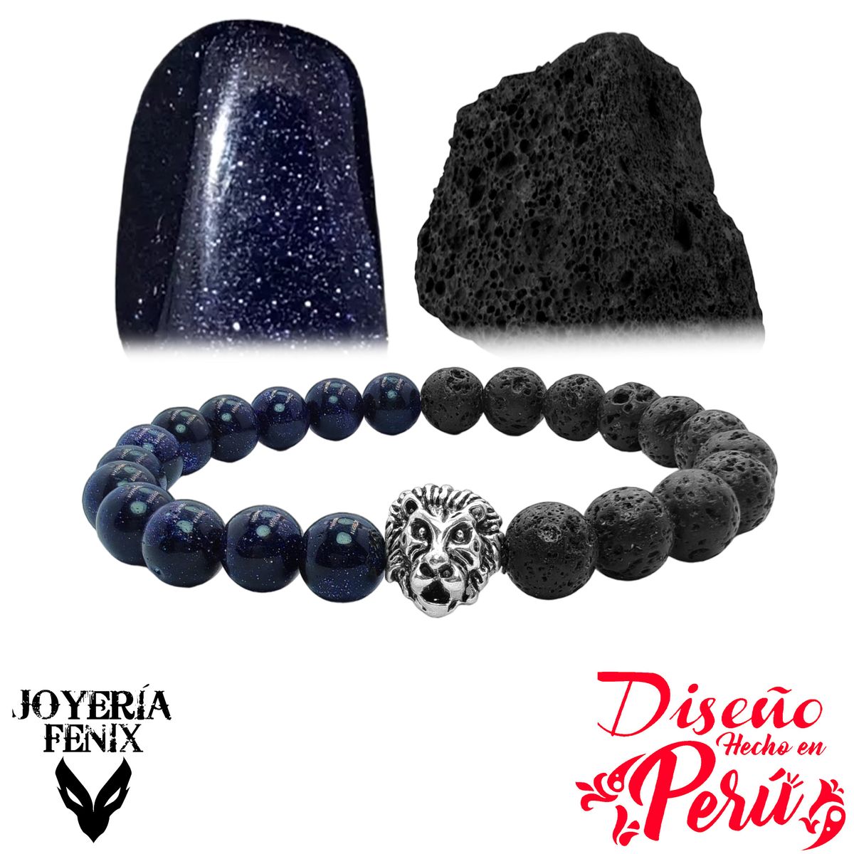 JOYERIA FENIX - Pulsera Dúo Piedra Natural León - Joyería Fénix
