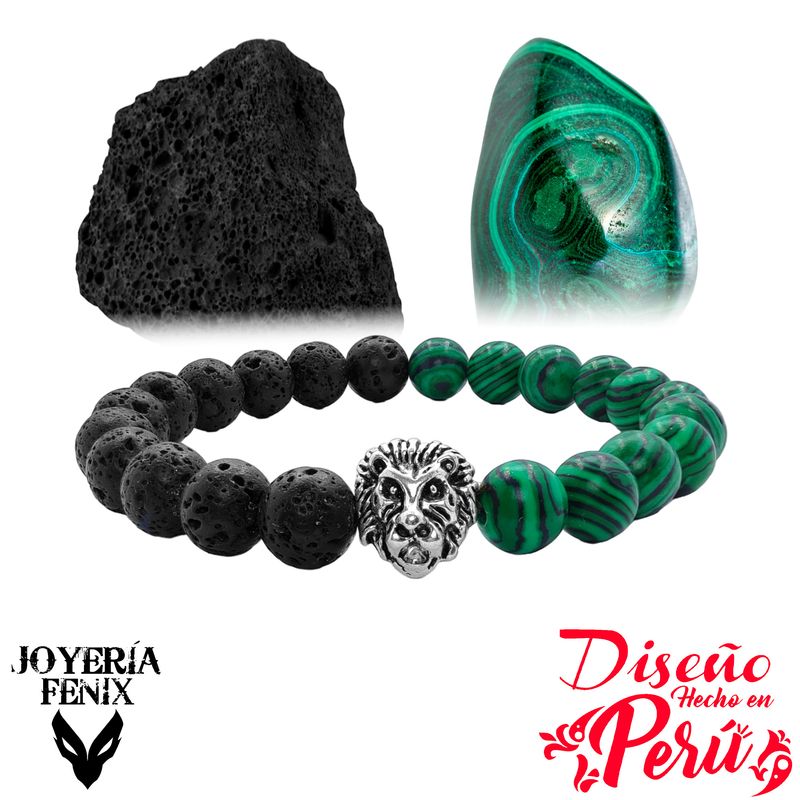 JOYERIA FENIX - Pulsera Dúo Piedra Natural León - Joyería Fénix