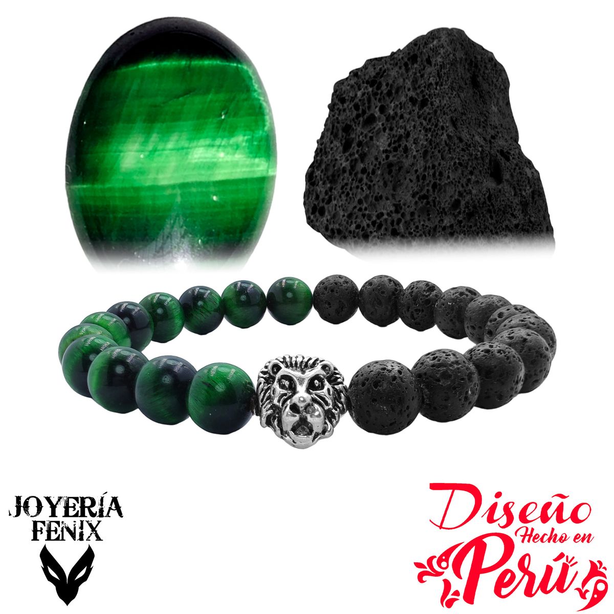 JOYERIA FENIX - Pulsera Dúo Piedra Natural León - Joyería Fénix