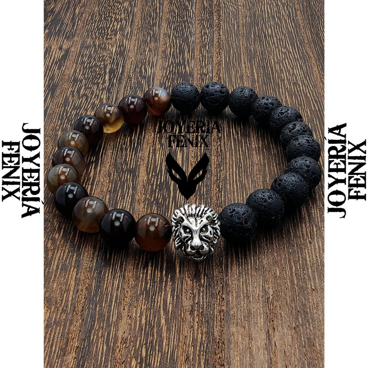 JOYERIA FENIX - Pulsera Dúo Piedra Natural León - Joyería Fénix