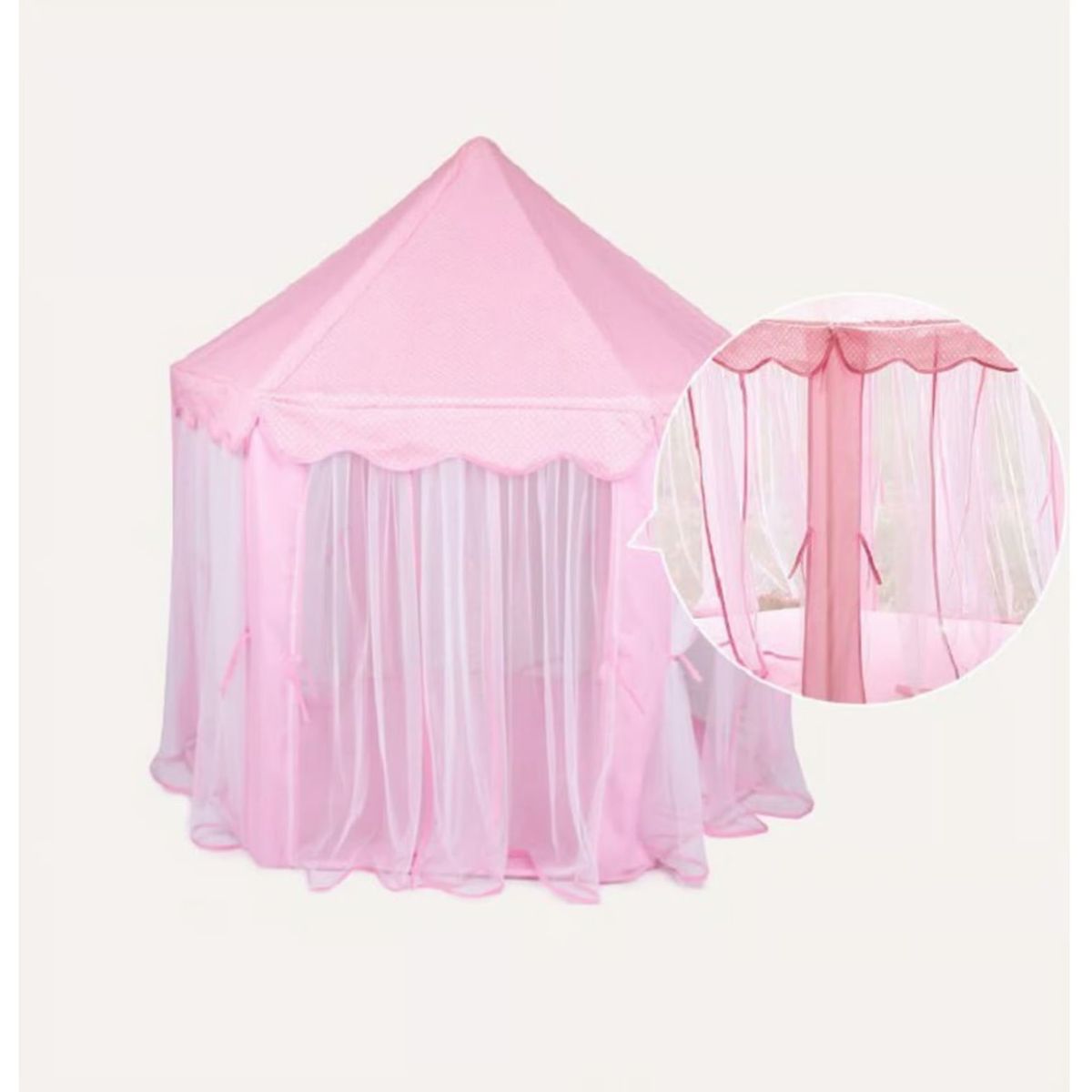 GENERICO - Carpa Castillo Armable Modelo Princesa Tul Rosado
