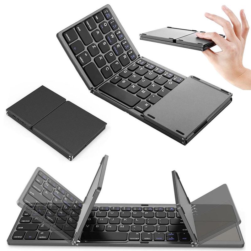 GENERICO - Mini Teclado Inalambrico Bluetooth plegable con touch pad delgado ios