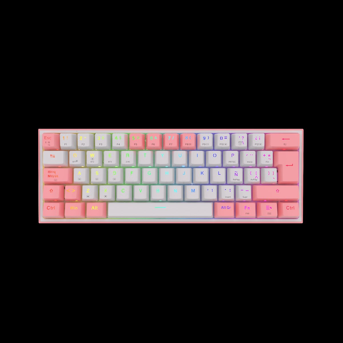 REDRAGON - Teclado Redragon FIZZ PRO Wireless Spanish K616-RGB-WP WHITEPINK