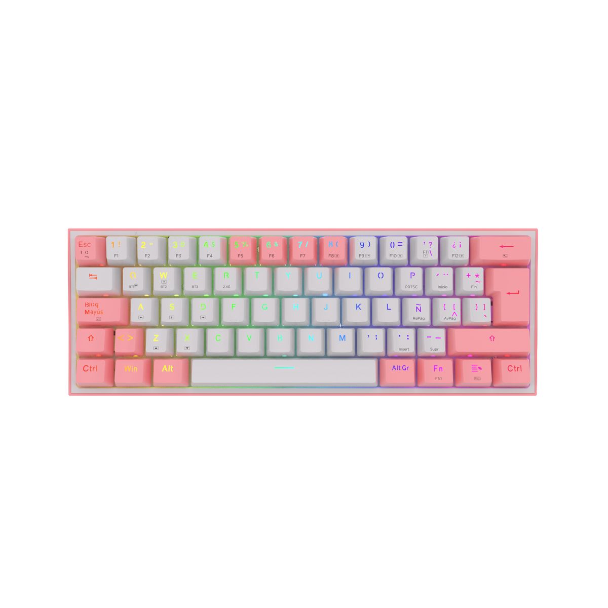 REDRAGON - Teclado Redragon FIZZ PRO Wireless Spanish K616-RGB-WP WHITEPINK