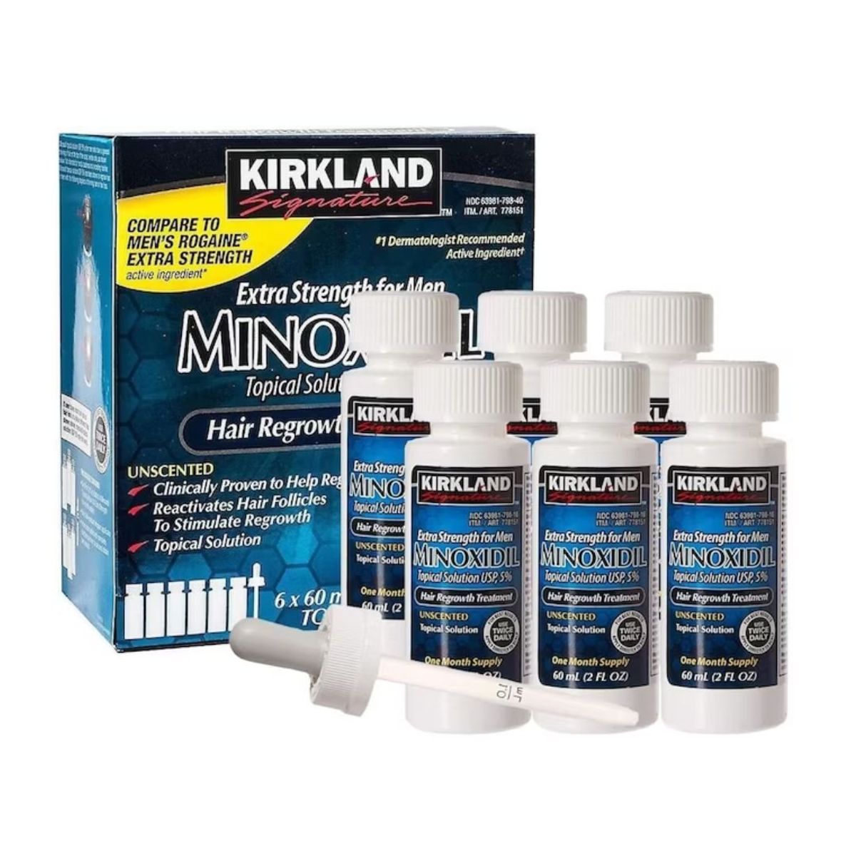 KIRKLAND - Minoxidil Kirkland Caja De 6 Unidades + Gotero