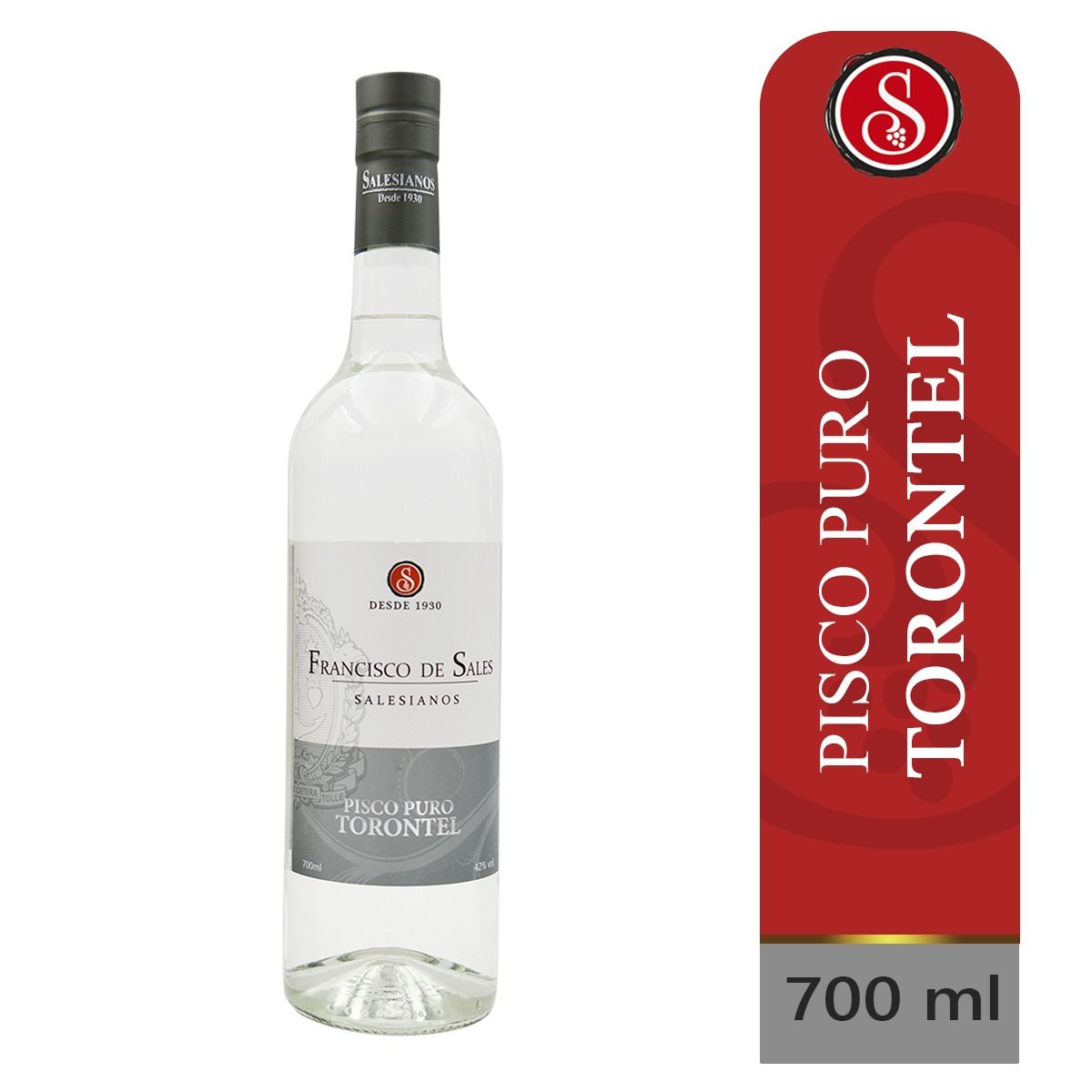FRANCISCO DE SALES - PISCO PURO TORONTEL  FRANCISCO DE SALES x 700 ml.